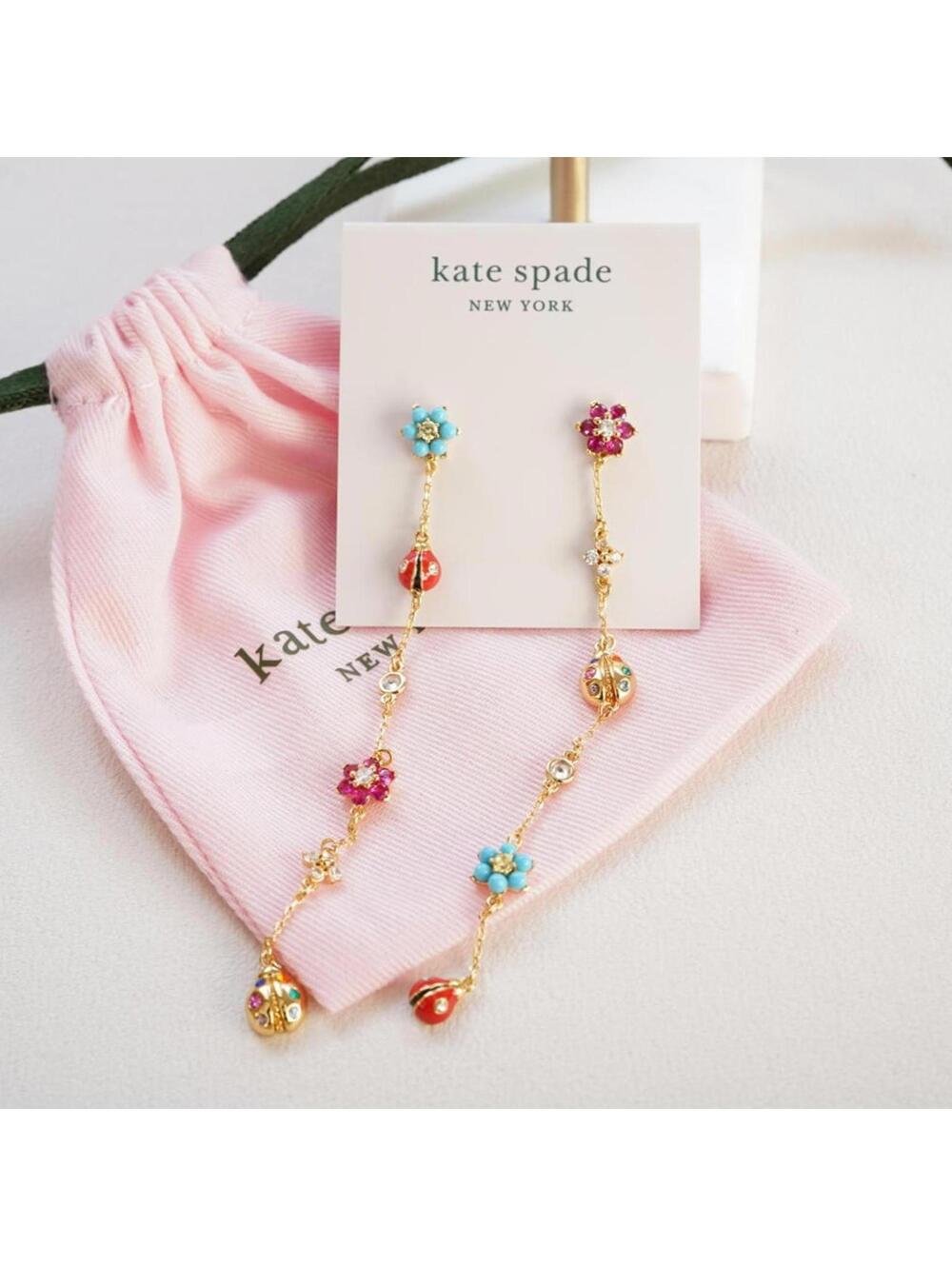 Kate Spade Nature Walk Ladybug Linear Earrings